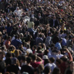 
              Pope Francis arrives to meet with members of the Comunione e Liberazione (Communion and Liberation) Catholic lay movement in St. Peter's Square at the Vatican, Saturday, Oct.15, 2022. (AP Photo/Gregorio Borgia)
            