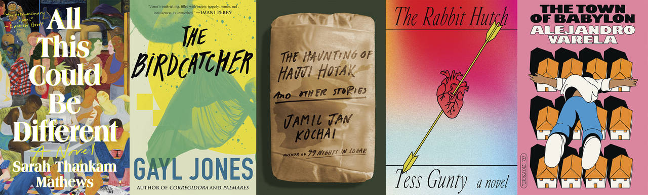 This combination of cover images shows the National Book Award finalists for fiction, from left, "A...