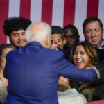 
              FILE - President Joe Biden greets people on stage after speaking about abortion access during a Democratic National Committee event at the Howard Theatre, Oct. 18, 2022, in Washington. (AP Photo/Evan Vucci, File)
            
