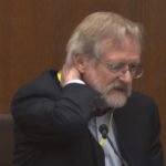 
              In this image from video, Dr. Martin Tobin testifies, April 8, 2021, in trial at the Hennepin County Courthouse in Minneapolis, Minn. Prosecutors and defense attorneys for two former Minneapolis police officers, J. Alexander Kueng and Tou Thao, charged in the killing of George Floyd have filed more than 100 motions to limit testimony or evidence that will be allowed at trial. (Court TV via AP, Pool)
            