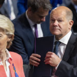 
              European Commission President Ursula von der Leyen, left, and German Chancellor Olaf Scholz attend the International Expert Conference on the Reconstruction of Ukraine, in Berlin, Tuesday, Oct. 25, 2022. German and European Union leaders gathered experts on Tuesday to start work on what they describe as a “new Marshall plan” for the rebuilding of Ukraine. (Christophe Gateau/dpa via AP)
            