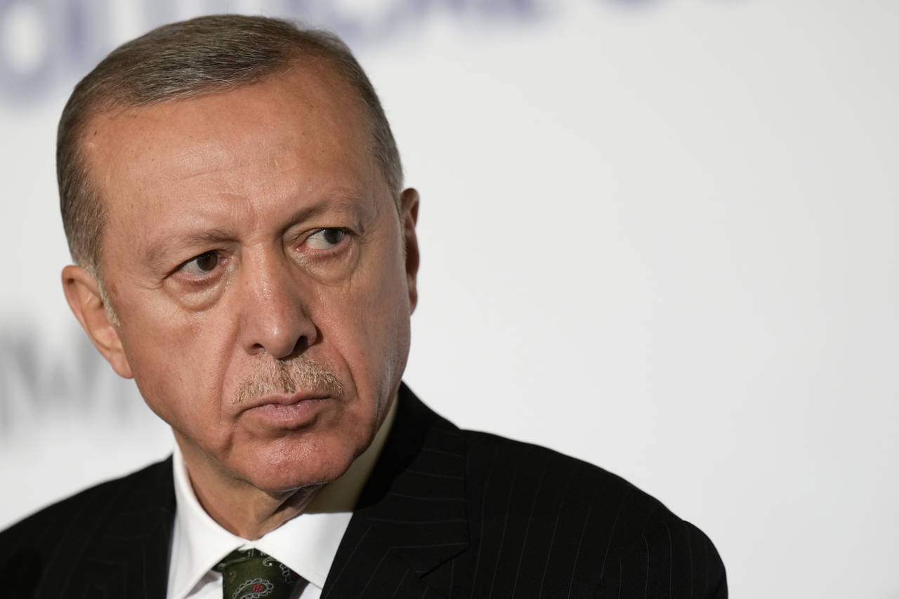 Turkey's President Recep Tayyip Erdogan speaks during a media conference after a meeting of the Eur...