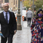 
              Canadian-born film director Paul Haggis, left, and his defense lawyer, Priya Chaudhry, right, arrive at New York Supreme Court for his sexual assault case, Monday, Oct 17, 2022 in New York. (AP Photo/Yuki Iwamura)
            