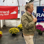
              U.S. Sen. Rand Paul, R-Ky., right,  chats with supporters at a fish fry in speaks at a GOP rally on Tuesday, Oct. 18, 2022, in Garrard County, near Lancaster, Ky. Paul is seeking a third term in next month's midterm election. (AP Photo/Bruce Schreiner)
            