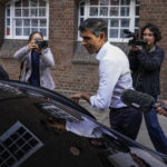 
              Conservative Party leadership candidate Rishi Sunak leaves his campaign office, in London, Sunday, Oct. 23, 2022. Former British Treasury chief Rishi Sunak is frontrunner in the Conservative Party's race to replace Liz Truss as prime minister. (AP Photo/Alberto Pezzali)
            