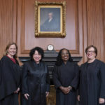 
              In this image provided by the Supreme Court, from left, Associate Justice Amy Coney Barrett, Associate Justice Sonia Sotomayor, Associate Justice Ketanji Brown Jackson, and Associate Justice Elena Kagan in the Justices’ Conference Room prior to the formal investiture ceremony for Jackson at the Supreme Court in Washington, Friday, Sept. 30, 2022.   (Fred Schilling/U.S. Supreme Court via AP)
            