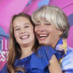 
              Alisha Weir, left, and Emma Thompson pose for photographers at the photo call for the film 'Roald Dahl's Matilda The Musical' during the 2022 BFI London Film Festival in London, Wednesday, Oct. 5, 2022. (Photo by Scott Garfitt/Invision/AP)
            