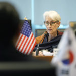 
              U.S. Deputy Secretary of State Wendy Sherman speaks during a talk with her counterpart, South Korean First Vice Foreign Minister Cho Hyundong, at the South Korean Embassy in Tokyo, Tuesday, Oct. 25, 2022. (AP Photo/Hiro Komae)
            