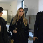 
              Publicist Haleigh Breest, center, is seen at New York Supreme Court, Monday, Oct 17, 2022, in New York. Opening statements are expected Wednesday, Oct. 19, in a civil case brought by Breest, who accused Oscar-winning filmmaker Paul Haggis of raping her almost a decade earlier. (AP Photo/Yuki Iwamura)
            