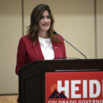 
              Republican candidate for Colorado governorship, Heidi Ganahl, speaks during a debate on Wednesday, Sept. 28, 2022, in Pueblo, Colo. (AP Photo/David Zalubowski)
            