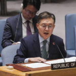 
              South Korea's United Nations Ambassador, Hwang Joon-kook, address the U.N. Security Council meeting to discuss North Korea's ballistic missile test, Wednesday Oct. 5, 2022 at U.N. headquarters. (AP Photo/Bebeto Matthews)
            