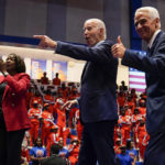 
              President Joe Biden is joined on stage by Florida gubernatorial candidate Rep. Charlie Crist, D-Fla., right, and Senate candidate Rep. Val Demings, D-Fla., during a campaign rally at Florida Memorial University, Tuesday, Nov. 1, 2022, in Miami Gardens, Fla. (AP Photo/Evan Vucci)
            
