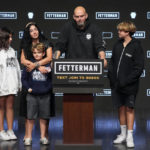 
              Pennsylvania Lt. Gov. John Fetterman, Democratic candidate for U.S. Senate from Pennsylvania, addresses supporters at an election night party in Pittsburgh, Wednesday, Nov. 9, 2022. (AP Photo/Gene J. Puskar)
            