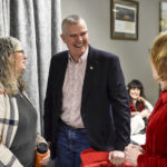 
              U.S. Rep. Matt Rosendale meets with supporters during a Lewis and Clark Republican Women's Club luncheon in Helena, Mont., on Friday, Nov. 4, 2022. (Thom Bridge/Independent Record via AP)
            