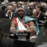 
              A delegate from Burundi listens to a review of the state of discussions at the COP27 U.N. Climate Summit, Friday, Nov. 18, 2022, in Sharm el-Sheikh, Egypt. (AP Photo/Nariman El-Mofty)
            