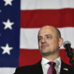 
              Independent Evan McMullin speaks to supporters during an election-night event on Tuesday, Nov. 8, 2022, in Taylorsville, Utah. McMullin is trying to unseat incumbent U.S. Sen. Mike Lee, a Republican, in the Nov. 8, 2022 election. (AP Photo/Alex Goodlett)
            
