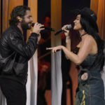 
              Thomas Rhett, left, and Katy Perry perform "Where We Started" during the 56th Annual CMA Awards on Wednesday, Nov. 9, 2022, at the Bridgestone Arena in Nashville, Tenn. (AP Photo/Mark Humphrey)
            