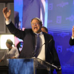 
              FILE - Israeli far-right lawmaker and the head of "Jewish Power" party, Itamar Ben-Gvir, gestures after first exit poll results for the Israeli Parliamentary election at his party's headquarters in Jerusalem, Wednesday, Nov. 2, 2022. News of the apparent comeback of former Prime Minister Benjamin Netanyahu and the dramatic rise of his far-right and ultra-Orthodox allies has elicited little more than a shrug among many Palestinians. (AP Photo/Oren Ziv, File)
            