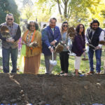 
              Assemblyman James Ramos, D-Highlands, center, a resident of the San Manuel Band of Mission Indians and representatives of several Sacramento area tribes, shovel dirt in a groundbreaking ceremony for a Native American monument at Capitol Park in Sacramento, Calif., Monday, Nov. 14, 2022.  (AP Photo/Rich Pedroncelli
            