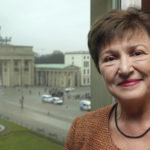 
              Kristalina Georgieva, Managing Director of the International Monetary Fund (IMF), poses for a photo after an interview with The Associated Press in Berlin, Germany, Tuesday, Nov. 29, 2022. In the background is Berlin's famous landmark 'Brandenburg Gate'. (AP Photo/Michael Sohn)
            
