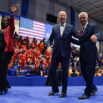 
              President Joe Biden is joined on stage by Florida gubernatorial candidate Rep. Charlie Crist, D-Fla., right, and Senate candidate Rep. Val Demings, D-Fla., during a campaign rally at Florida Memorial University, Tuesday, Nov. 1, 2022, in Miami Gardens, Fla. (AP Photo/Evan Vucci)
            