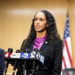 
              San Francisco District Attorney Brooke Jenkins, who's office has charged David DePape with attempted murder and other crimes in the attack of House Speaker Nancy Pelosi's husband Paul Pelosi, speaks with reporters in San Francisco Superior Court on Tuesday, Nov. 1, 2022, in San Francisco. (AP Photo/Noah Berger)
            