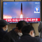 
              A TV screen shows a file image of North Korea's missile launch during a news program at the Seoul Railway Station in Seoul, South Korea, Wednesday, Nov. 2, 2022. South Korea says it has issued an air raid alert for residents on an island off its eastern coast after North Korea fired a few missiles toward the sea. (AP Photo/Ahn Young-joon)
            