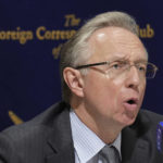 
              Russian Ambassador to Japan Mikhail Galuzin speaks during a news conference at the Foreign Correspondents' Club of Japan on Friday, Nov. 11, 2022, in Tokyo. The Russian ambassador blamed Japan on Friday for straining relations between the countries by imposing sanctions on Moscow over its war with Ukraine.  (AP Photo/Eugene Hoshiko)
            