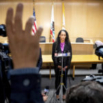 
              San Francisco District Attorney Brooke Jenkins, who's office has charged David DePape with attempted murder and other crimes in the attack of House Speaker Nancy Pelosi's husband Paul Pelosi, speaks with reporters in San Francisco Superior Court on Tuesday, Nov. 1, 2022, in San Francisco. (AP Photo/Noah Berger)
            