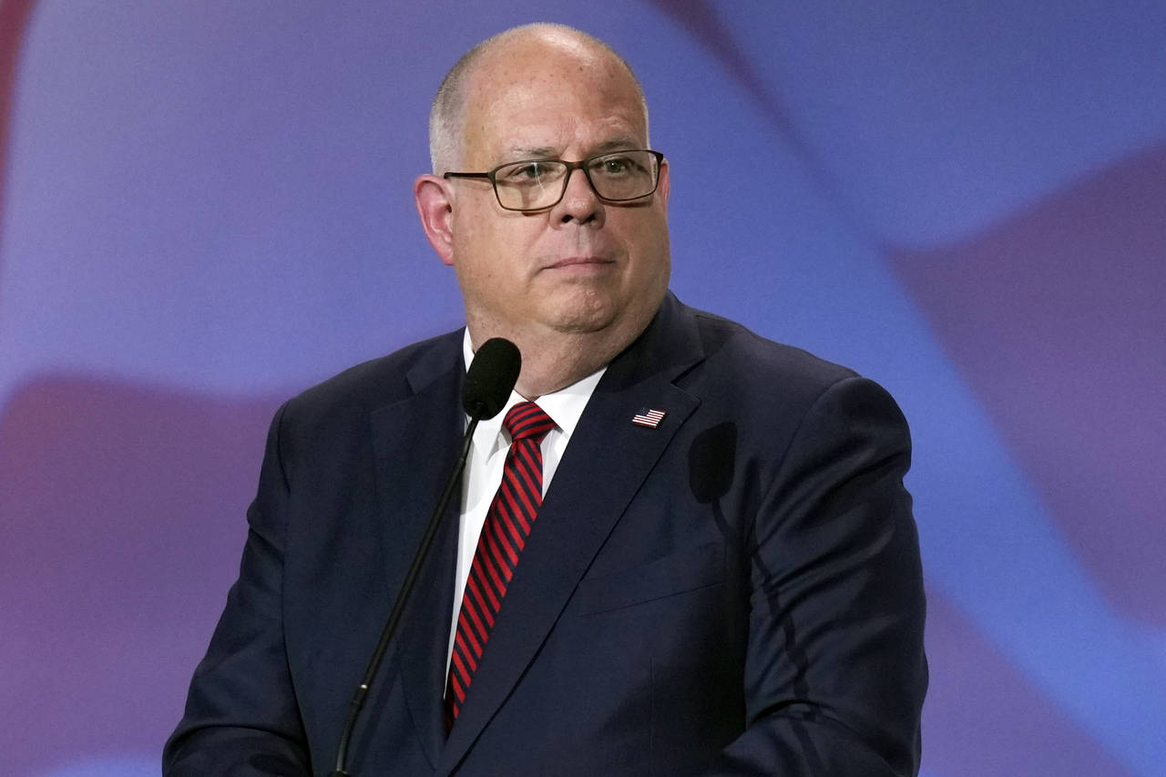 Maryland Gov. Larry Hogan speaks at an annual leadership meeting of the Republican Jewish Coalition...
