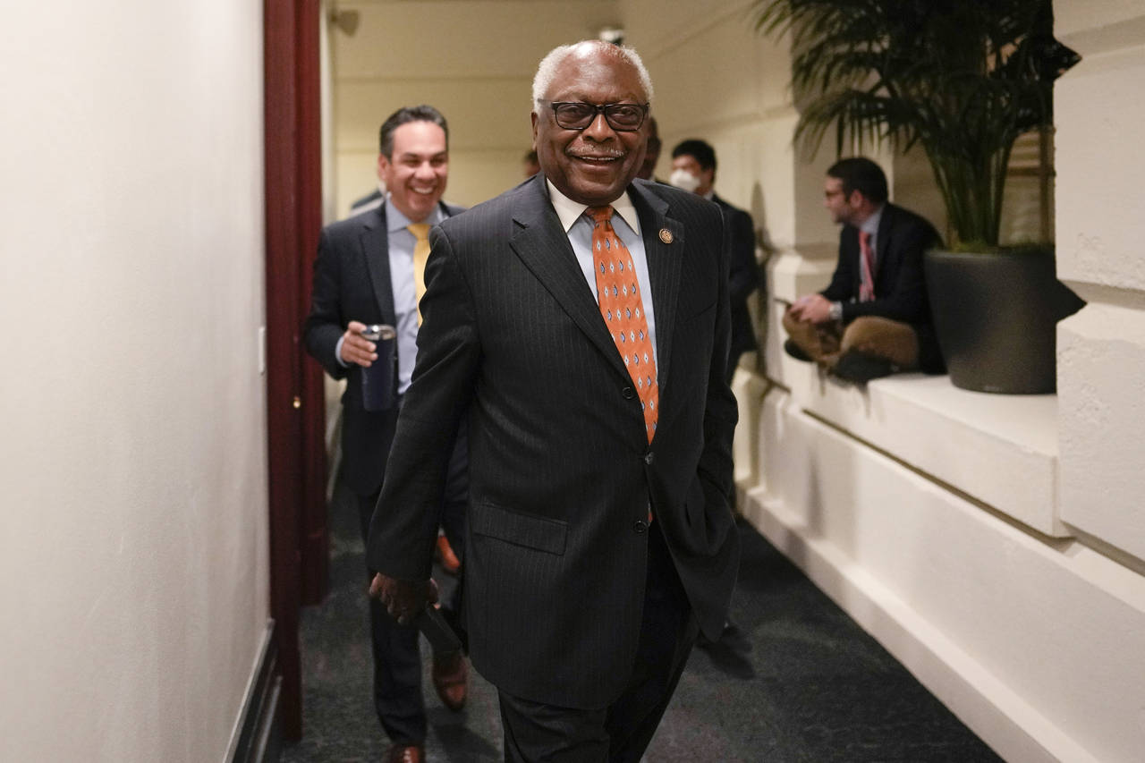 House Majority Whip Rep. James Clyburn, D-S.C., walks on Capitol Hill in Washington Thursday, Nov. ...