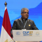
              Bhupender Yadav, minister environment of India, speaks at the COP27 U.N. Climate Summit, Tuesday, Nov. 15, 2022, in Sharm el-Sheikh, Egypt. (AP Photo/Peter Dejong)
            
