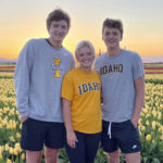 
              In this photo provided by Stacy Chapin, triplets Ethan, Maizie and Hunter Chapin pose in front of a tulip field in La Conner, Wash., in April of 2021. Ethan Chapin was one of four University of Idaho students found stabbed to death in a home near the Moscow, Idaho campus on Sunday, Nov. 13, 2022. Police are still searching for a suspect in the case. (Stacy Chapin via AP)
            