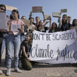 
              Climate activists participate in a demonstration at the designated protest zone for the COP27 U.N. Climate Summit, Tuesday, Nov. 15, 2022, in Sharm el-Sheikh, Egypt. (AP Photo/Nariman El-Mofty)
            