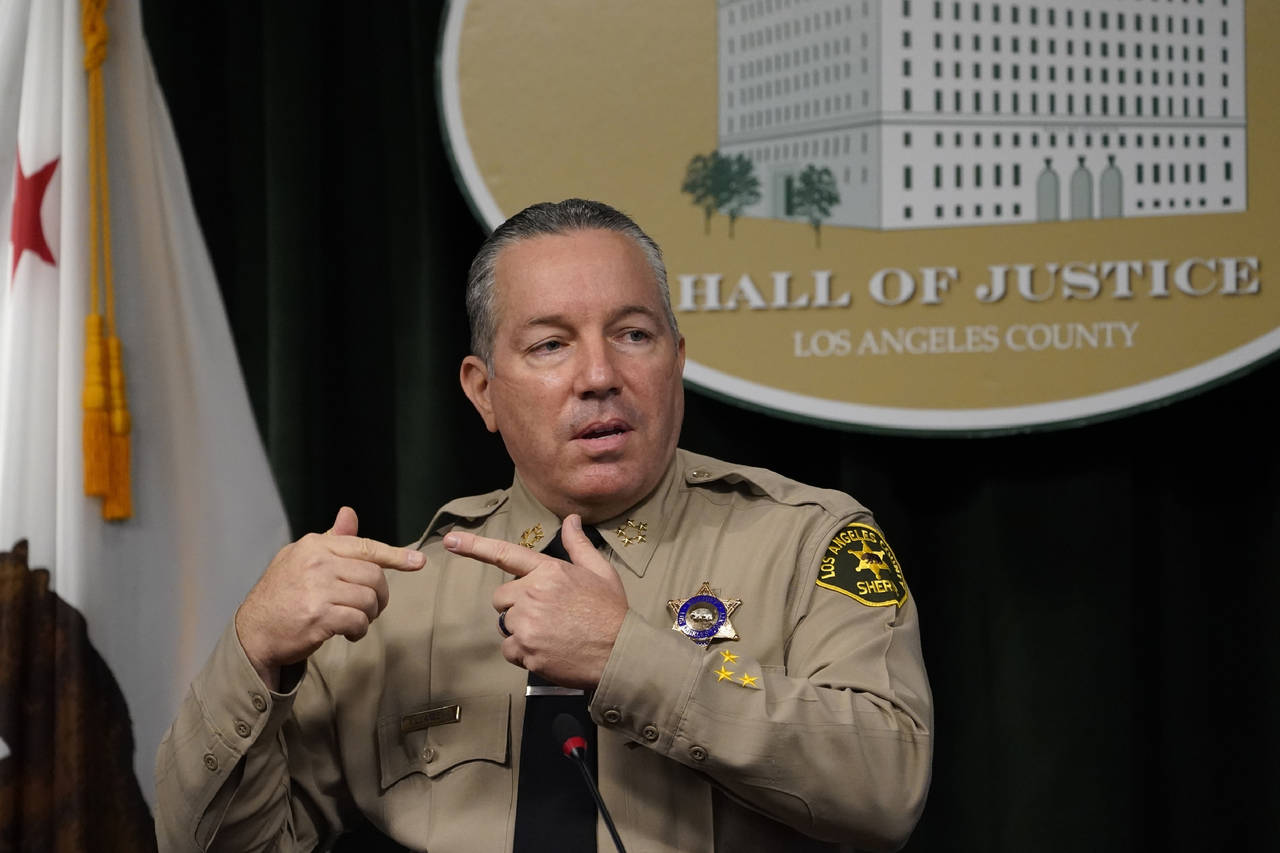 FILE - Los Angeles County Sheriff Alex Villanueva comments on the shooting of 29-year-old Dijon Kiz...