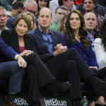 
              From left to right, Celtics owner Steve Pagliuca, Governor-elect Maura Healey, Britain's Prince William, Kate, Princess of Wales, and Emilia Fazzalari wife of Celtics owner Wyc Grousebeck watch an NBA basketball game between the Boston Celtics and the Miami Heat in Boston, Wednesday, Nov. 30, 2022. (Brian Snyder/Pool Photo via AP)
            