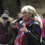 
              FILE - Former Billings City Council member Penny Ronning, the Democratic candidate for Montana's eastern congressional district, speaks to supporters of abortion rights at a rally outside the Yellowstone County Courthouse, May 3, 2022, in Billings, Mont. (Larry Mayer/The Billings Gazette via AP, File)
            