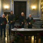 
              From left: Governor of Sevastopol Mikhail Razvozhayev, Moscow-appointed head of Zaporizhzhia region Yevgeny Balitsky, Moscow-appointed head of Kherson Region Vladimir Saldo and Russian Presidential Administration first deputy head Sergei Kiriyenko stand next to the coffin with the body of prominent regional official Kirill Stremousov, the No. 2 official of the Moscow-installed Kherson regional government, who was killed in a car crash, during a farewell ceremony inside the Alexander Nevsky Cathedral in Simferopol, Crimea, Friday, Nov. 11, 2022. (AP Photo)
            