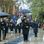 
              Vice President Kamala Harris steps backwards as she lays a wreath at the Tomb of the Unknown Soldier during the National Veterans Day observance at Arlington National Cemetery, in Arlington, Va., Friday, Nov. 11, 2022. (AP Photo/Manuel Balce Ceneta)
            