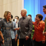 
              Flanked by Canada's Prime Minister Justin Trudeau, right, and International Monetary Fund Kristalina Georgieva, second right, U.S. President Joe Biden speaks with Canada's Foreign Minister Melanie Holy at the Association of Southeast Asian Nations (ASEAN) gala dinner, Saturday, Nov. 12, 2022, in Phnom Penh, Cambodia. (AP Photo/Alex Brandon)
            