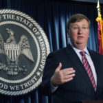 
              FILE - Mississippi Gov. Tate Reeves announces the state-imposed boil-water notice has been lifted in Mississippi's capital city after nearly seven weeks during a Sept. 15, 2022, news conference in Jackson, Miss. Reeves responded Monday, Nov. 7, to a congressional probe into the crisis that left 150,000 people in the state's capital city without running water for several days in late summer. (AP Photo/Rogelio V. Solis, File)
            