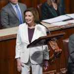 
              House Speaker Nancy Pelosi of Calif., acknowledges applauds from lawmakers after speaking on the House floor at the Capitol in Washington Thursday, Nov. 17, 2022. (AP Photo/Carolyn Kaster)
            