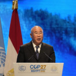 
              Xie Zhenhua, China's special envoy for climate, speaks at the COP27 U.N. Climate Summit, Tuesday, Nov. 8, 2022, in Sharm el-Sheikh, Egypt. (AP Photo/Peter Dejong)
            