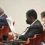 
              South Carolina Rep. Jerry Govan, D-Orangeburg, looks over a map during a House redistricting committee public hearing on Nov. 10, 2021, in Columbia, S.C. Federal judges are deciding whether South Carolina's new congressional maps are legal in a lawsuit by the NAACP which says the districts dilute Black voting power. (AP Photo/Jeffrey Collins)
            