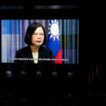
              Taiwanese President Tsai Ing-wen gives remarks during "The Struggle for Freedom" event at the George W. Bush Presidential Center in Dallas, Wednesday, Nov. 16, 2022.  Former President George W. Bush was set to speak virtually to Ukrainian President Volodymyr Zelenskyy on Wednesday. (AP Photo/Emil Lippe)
            