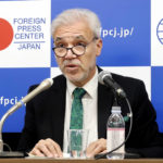 
              Gustavo Caruso, director of IAEA Department of Nuclear Safety and Security who heads the taskforce, speaks during a press conference in Tokyo, Friday, Nov. 16, 2022. The head of an Internatinal Atomic Energy Agency taskforce reviewing Japan's planned release into sea of treated radioactive wastewater stored at the tsunami-wrecked Fukushima nuclear plant said Friday, Nov. 18, 2022, his team's mission is to show independent views,  not to support Tokyo's position.(Kyodo News via AP)
            