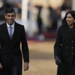 
              FILE - Britain's Prime Minister Rishi Sunak, left, and Suella Braverman the Home Secretary after attending the Ceremonial Welcome for the President of South Africa Cyril Ramaphosa at Horse Guards Parade in London, Nov. 22, 2022. In his first month as Britain's prime minister, Sunak has stabilized the economy, reassured allies from Washington to Kyiv and even soothed the European Union after years of sparring between Britain and the bloc. But Sunak’s challenges are just beginning. He is facing a stagnating economy, a cost-of-living crisis – and a Conservative Party that is fractious and increasingly unpopular after 12 years in power. (AP Photo/Alastair Grant, File)
            