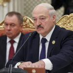 
              FILE - In this photo released by the Russian Foreign Ministry Press Service, Belarusian President Alexander Lukashenko, and Belarusian Foreign Minister Vladimir Makei, left, attend the meeting of the Collective Security Treaty Organization (CSTO), in Dushanbe, Tajikistan, Thursday, Sept. 16, 2021. Belarusian Foreign Minister Vladimir Makei, a close ally of authoritarian President Alexander Lukashenko, has died at age 64, the state news agency Belta reported Saturday, Nov. 26, 2022. No cause of death was stated. (Russian Foreign Ministry Press Service via AP, File)
            