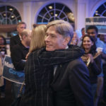 
              Democratic Rep. Tom Malinowski, center right, arrives during his election night party in Garwood, N.J., Tuesday, Nov. 8, 2022. (AP Photo/Andres Kudacki)
            