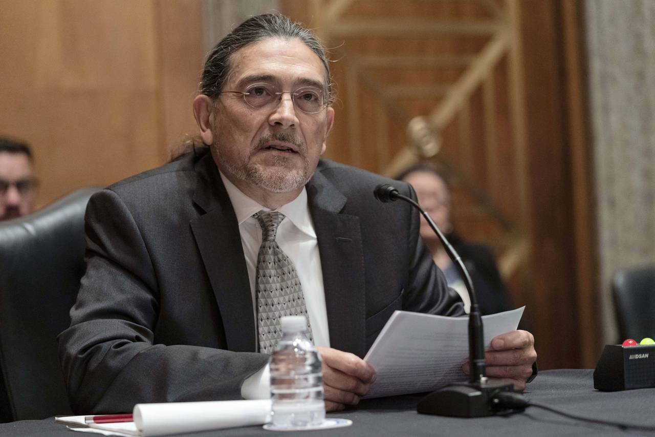 FILE - Then-Census Bureau Director nominee Robert Santos, testifies before the Senate Homeland Secu...